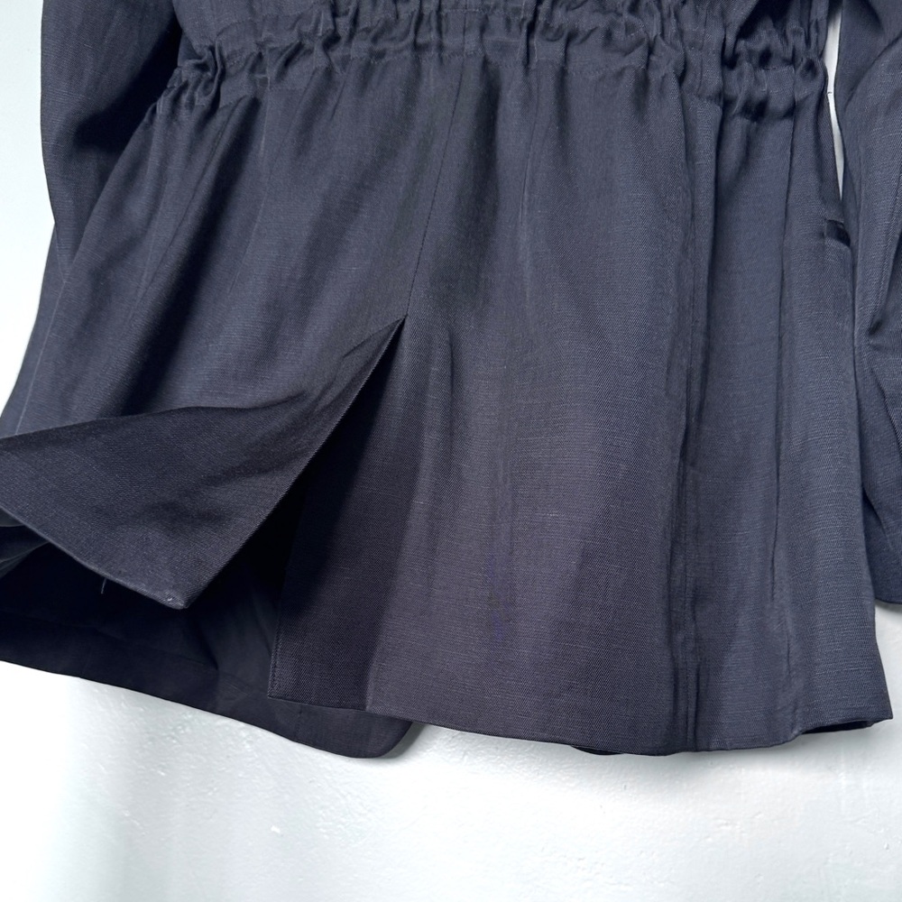 Express Black Linen-Blend One Button Cinched Boyfriend Blazer Size L - Picture 7 of 14